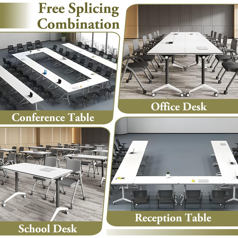 Foldable Mobile Seminar Table with Locking Casters, 8 Pack Z666