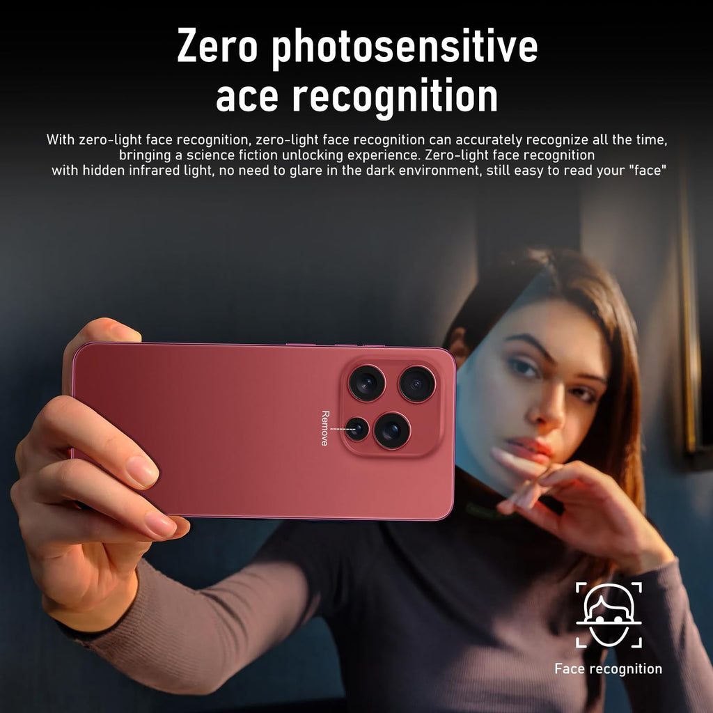 Unlocked Cell Phone 16+512GB Android 14 Wine Red K4339