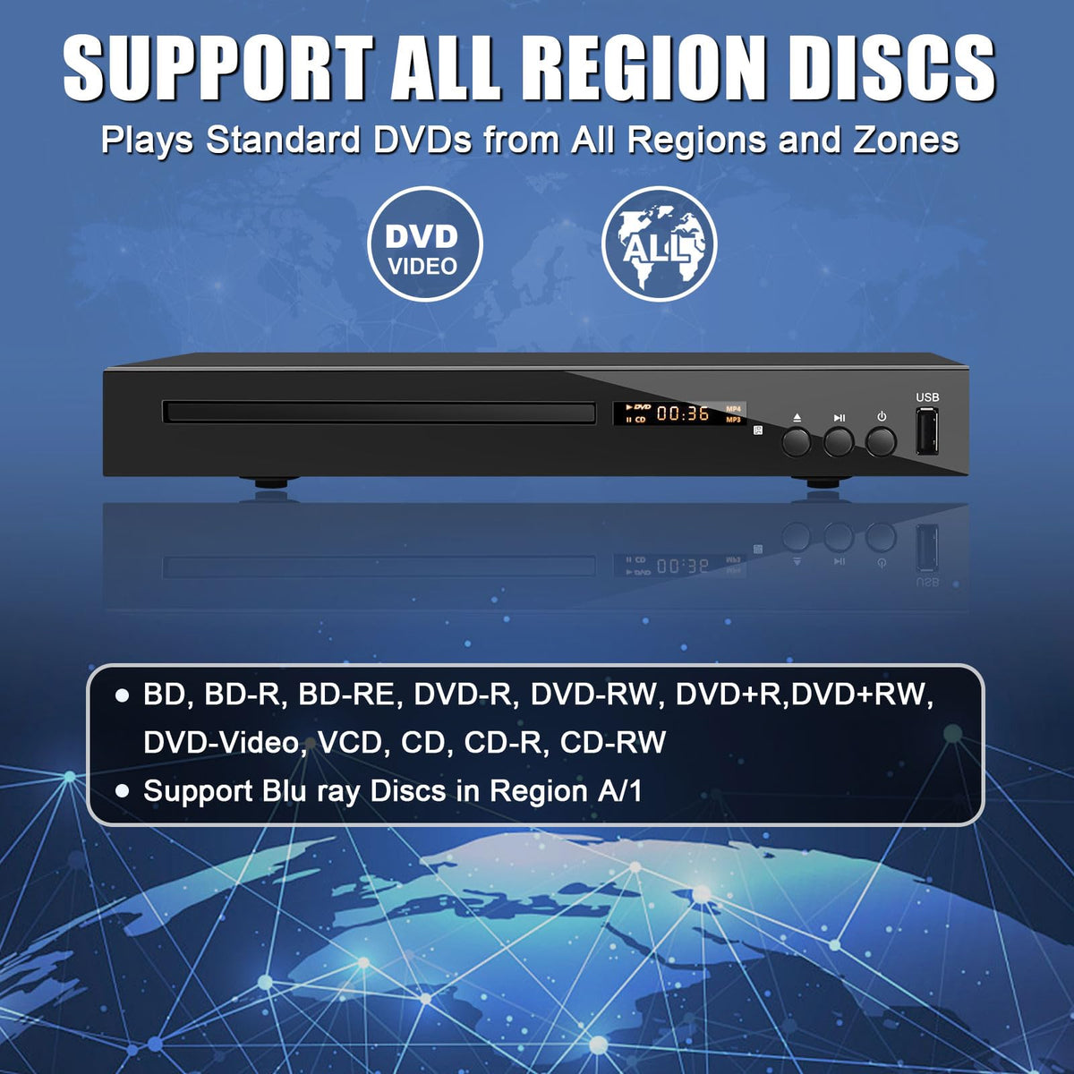 Blu Ray DVD CD Player with HDMI AV Coaxial Output L731477