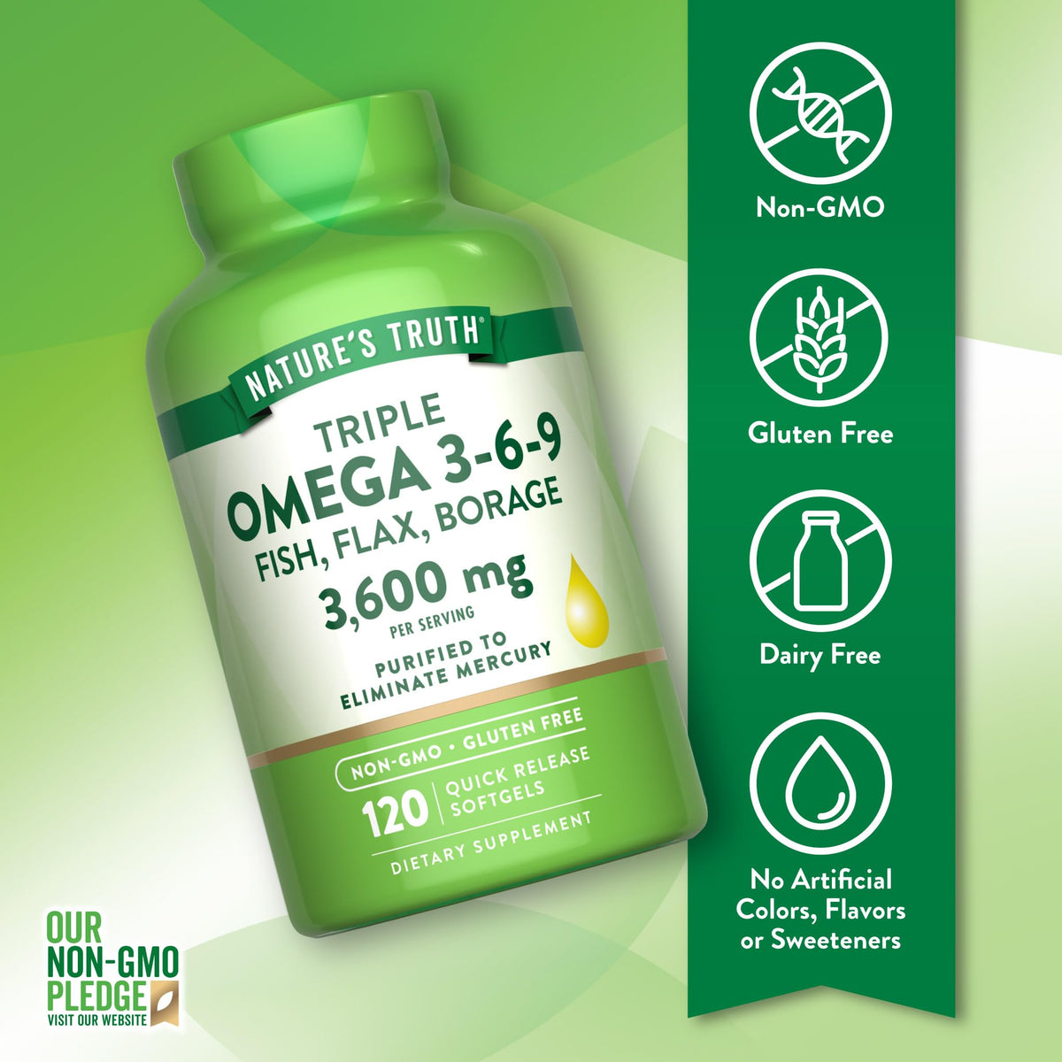 Omega 3-6-9 Softgels 3600mg 120 Count X1556