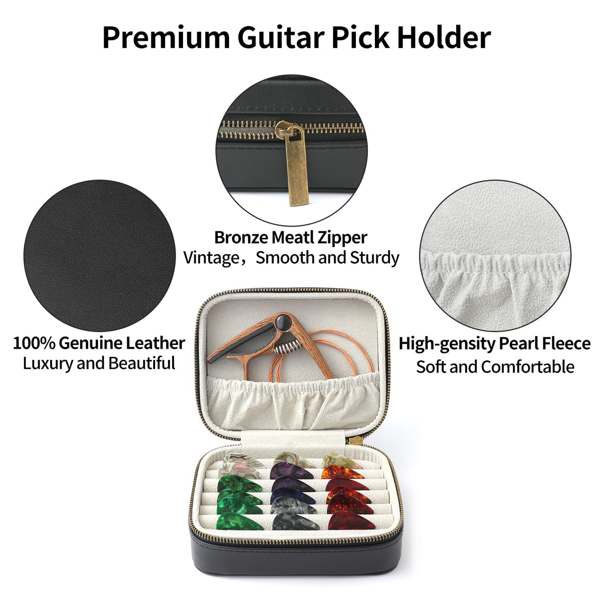 Leather Guitar Pick Case Holder Box A8597