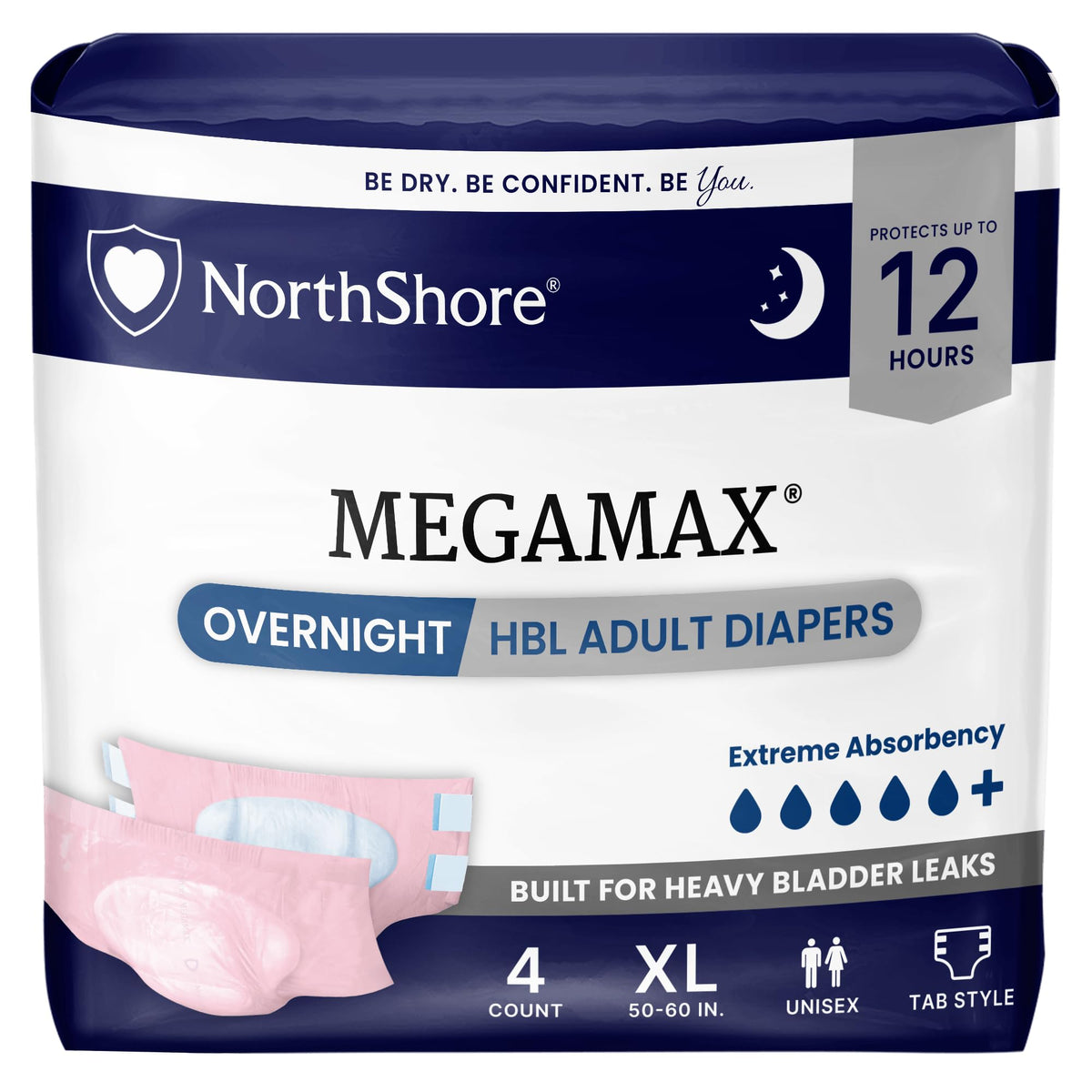 Pink X-Large Adult Diapers with Tabs, 4 Count I1060