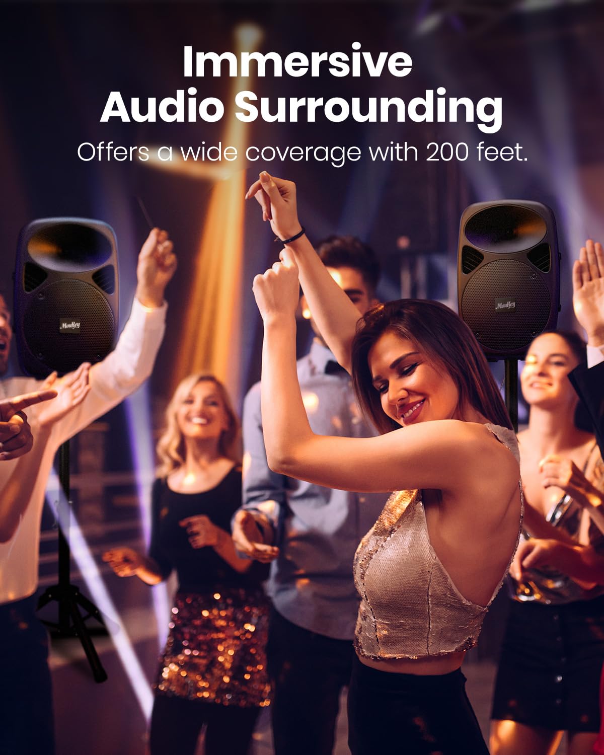 8 Inch Rechargeable Bluetooth PA System with Tripod Stands, Wired Mic T75126