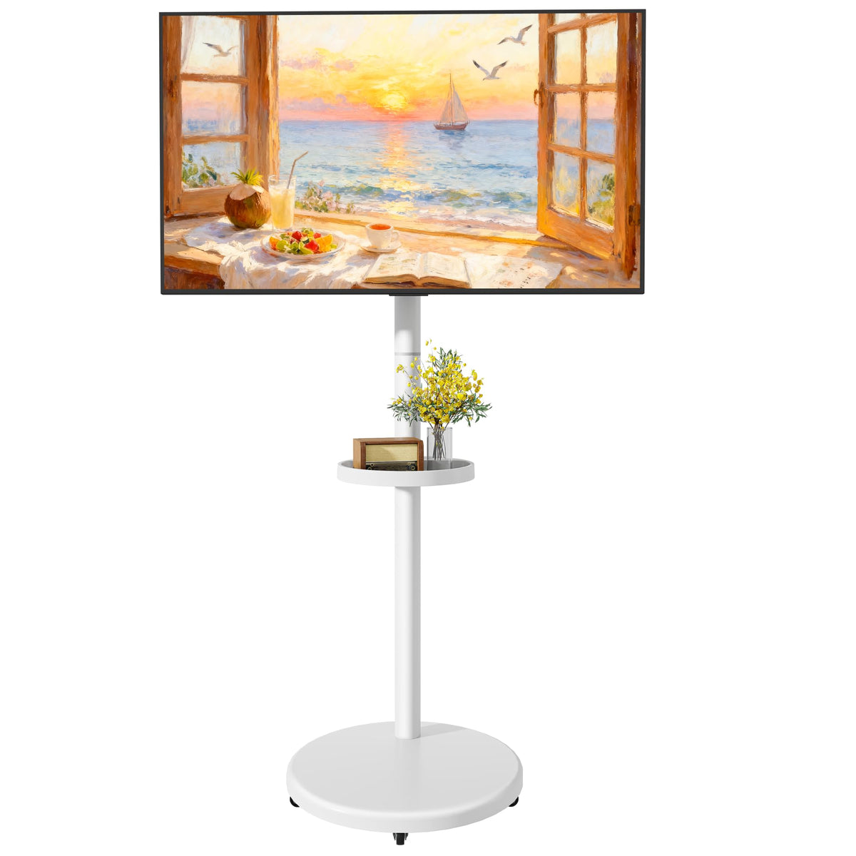 White Rolling TV Stand S971