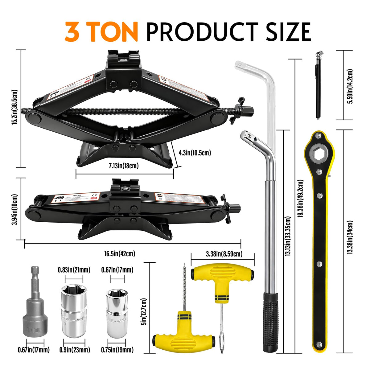 3 Ton Scissor Jack Kit with Lug Wrench P11066