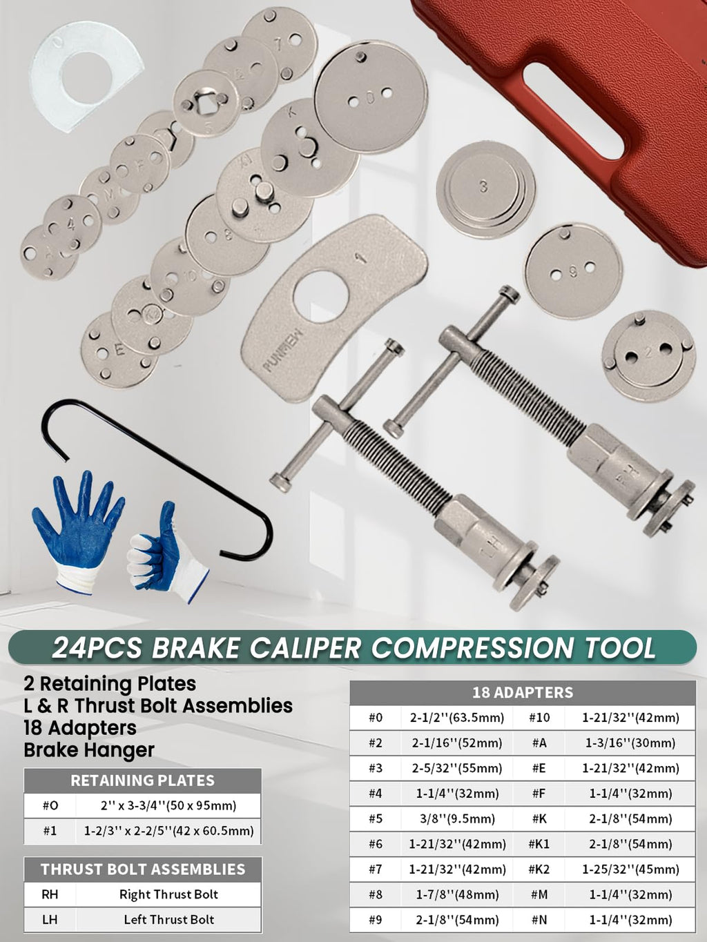 Heavy Duty 24-Piece Brake Caliper Compression Tool Set X218988