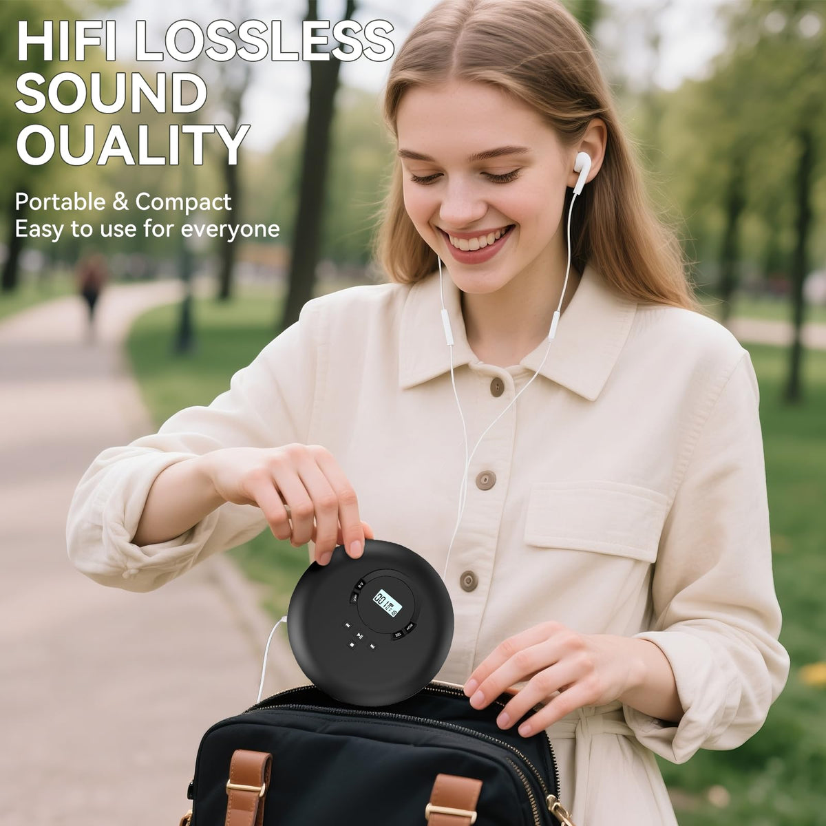 Portable CD Player with Headphones LCD Display F961795