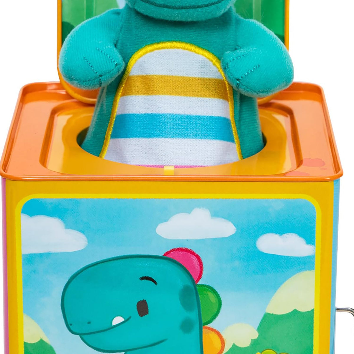Baby Dino Jack in The Box Tin Musical Popping Toy E711203