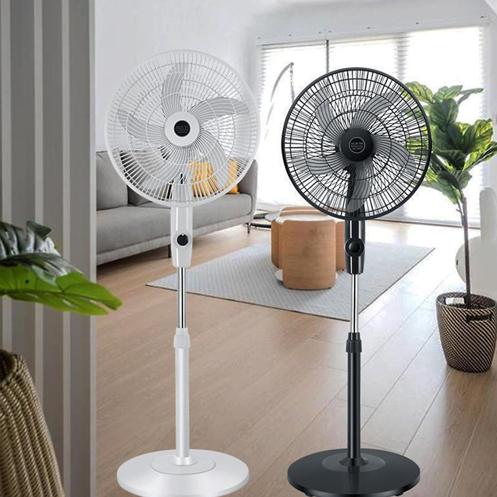 16" Solar Oscillating Standing Fan, 10000mAh Rechargeable, 3 Speed, White D9141