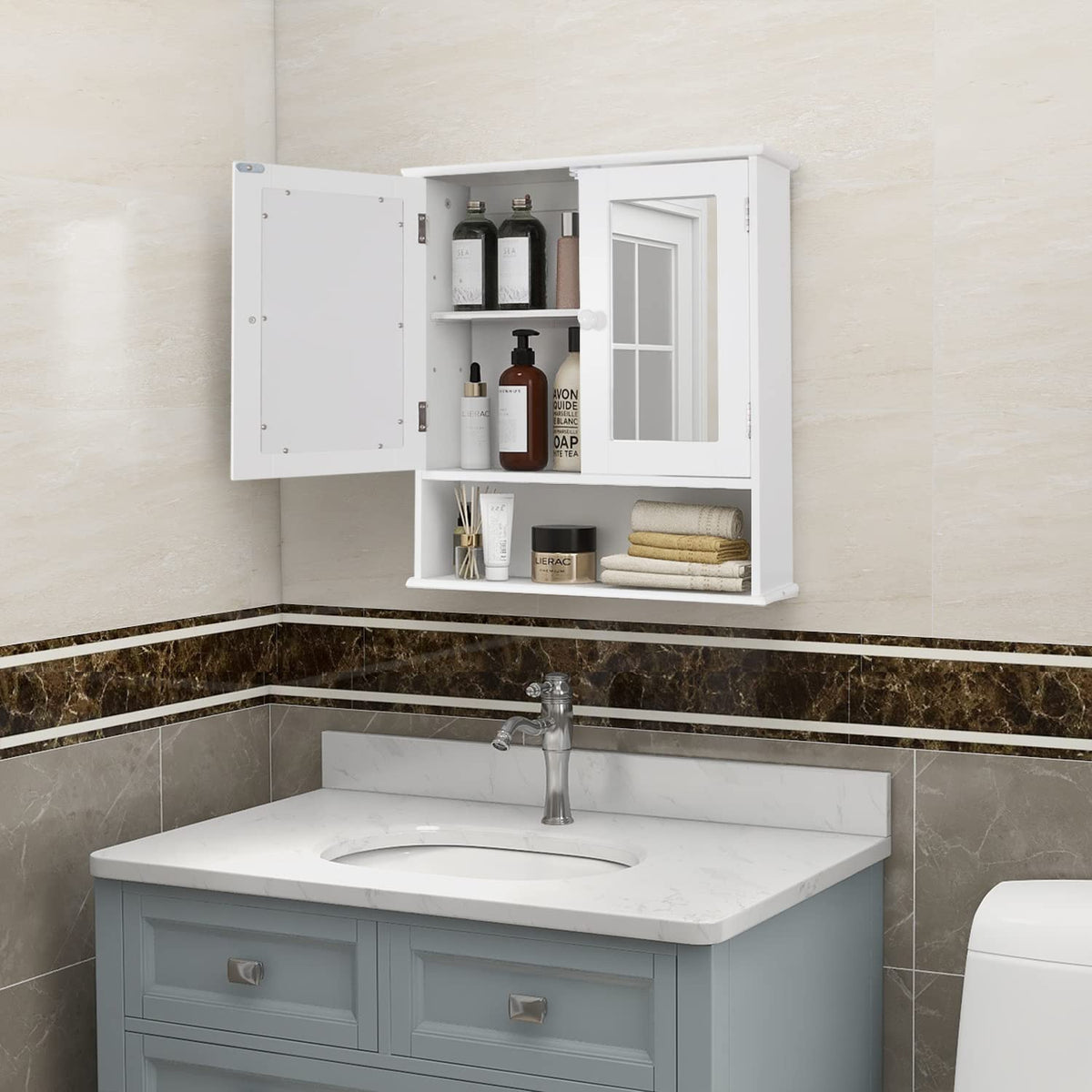 Medicine Cabinet with Mirror 2 Doors D3571