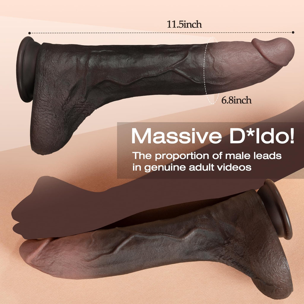 11.5 Inch Black Silicone Dildo O983