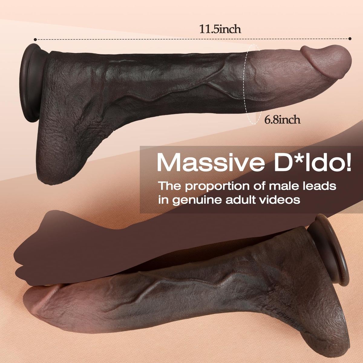 11.5 Inch Black Silicone Dildo O983