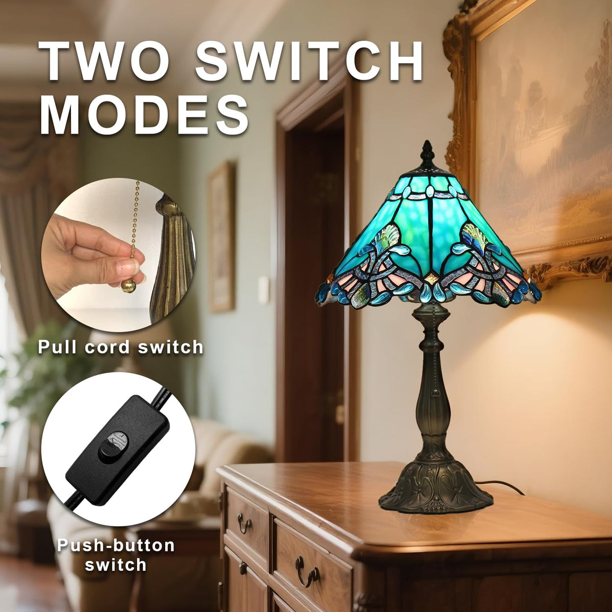 Sea Blue Stained Glass Table Lamp E8784