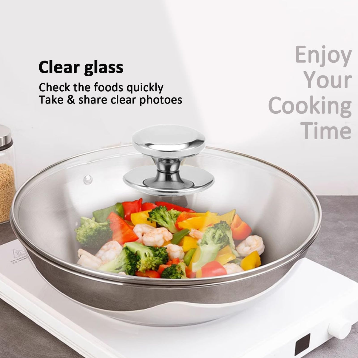 14 Inch Glass Lid with Steam Vent G7348