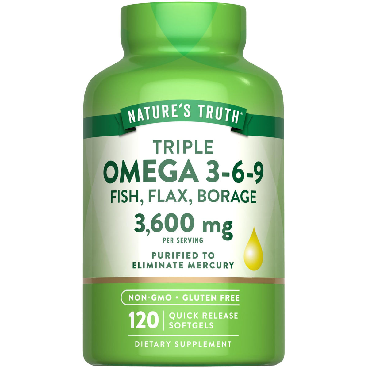 Omega 3-6-9 Softgels 3600mg 120 Count X1556