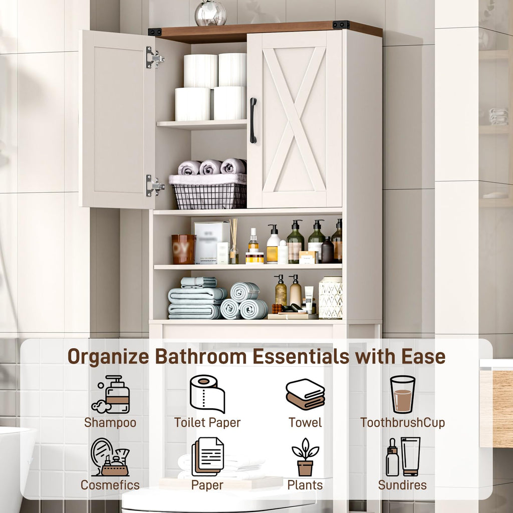 Over The Toilet Storage Cabinet with Adjustable Shelf, White Q2804