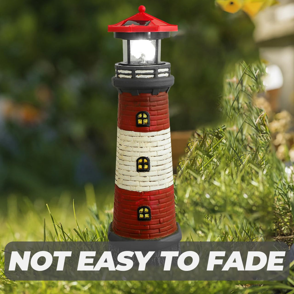 Solar Lighthouse with Rotating LED Lights 15 Inch Tall F272825