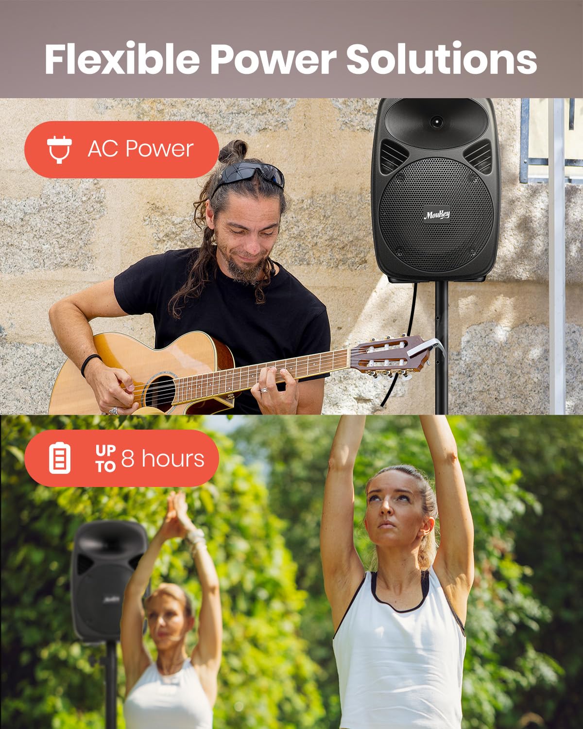 8 Inch Rechargeable Bluetooth PA System with Tripod Stands, Wired Mic T75126