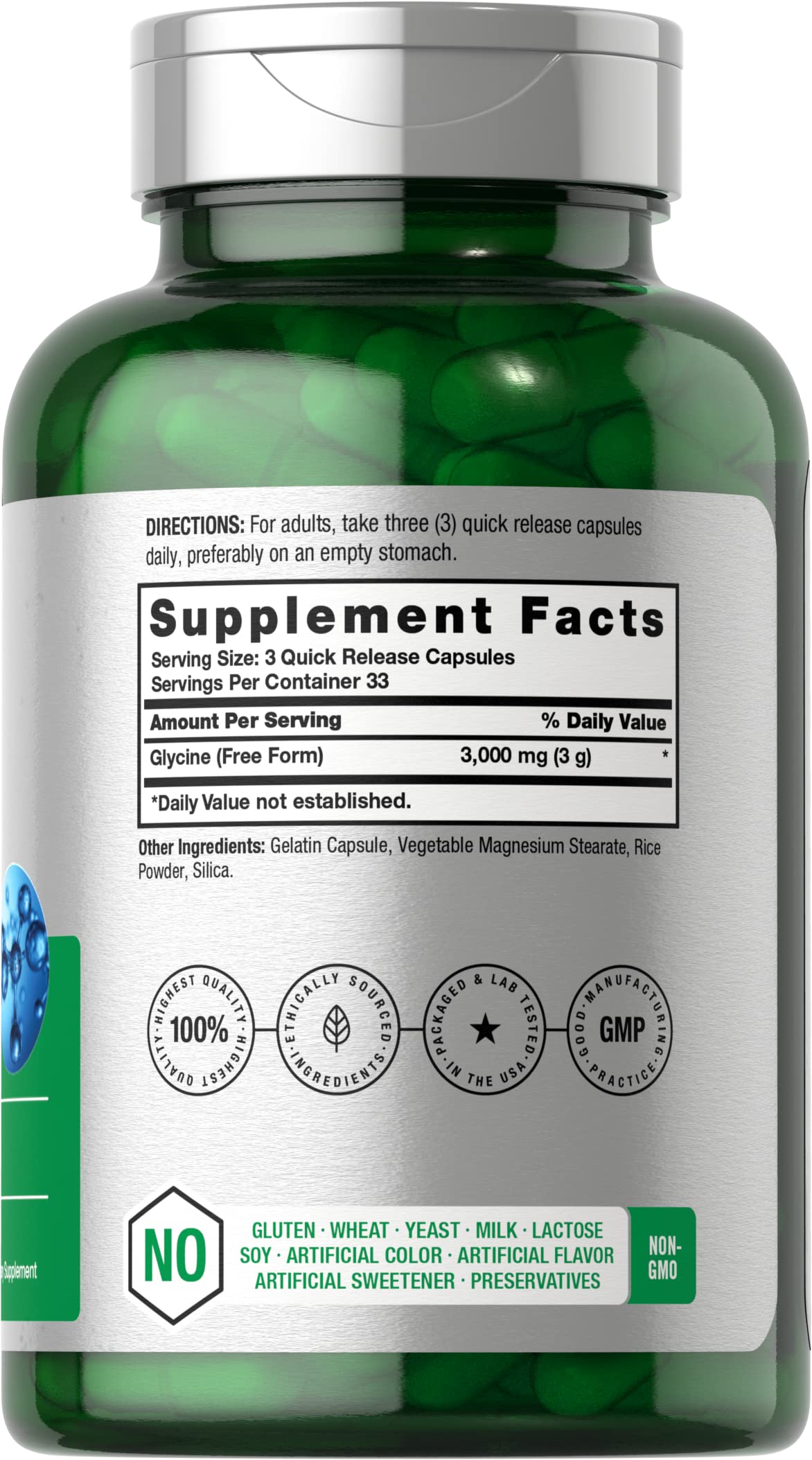 Glycine 3000mg 100 Powder Capsules U237691