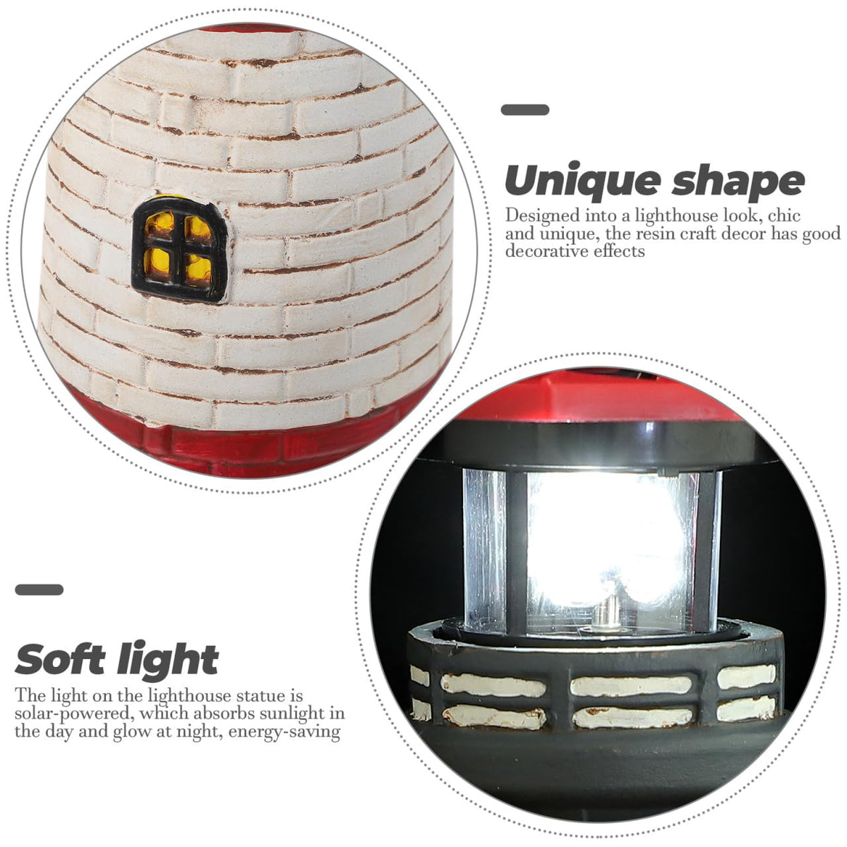 Solar Lighthouse with Rotating LED Lights 15 Inch Tall F272825