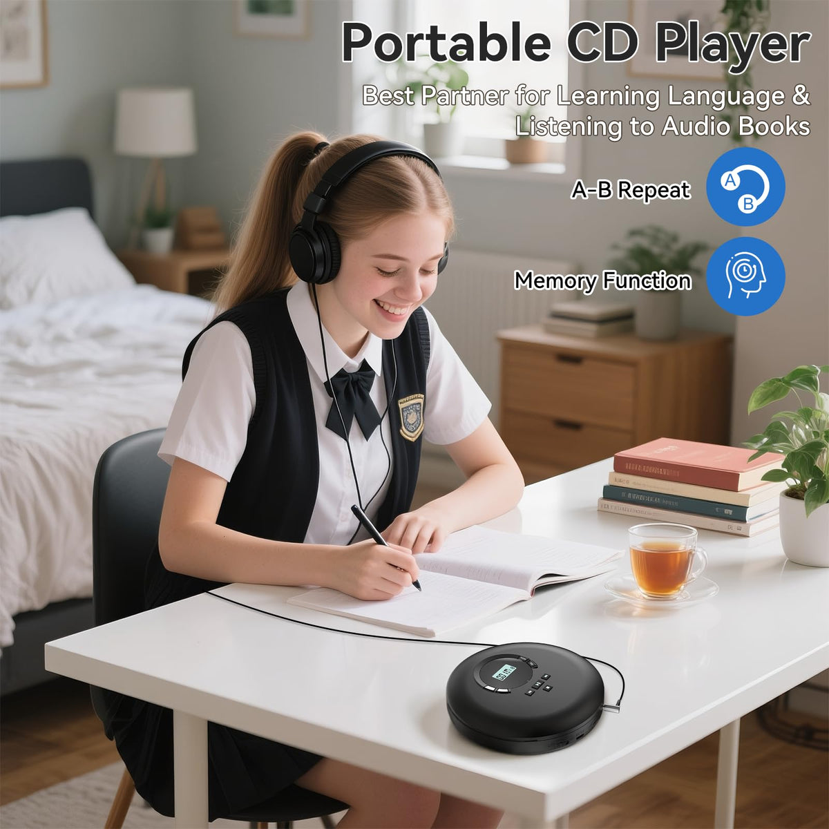 Portable CD Player with Headphones LCD Display F961795