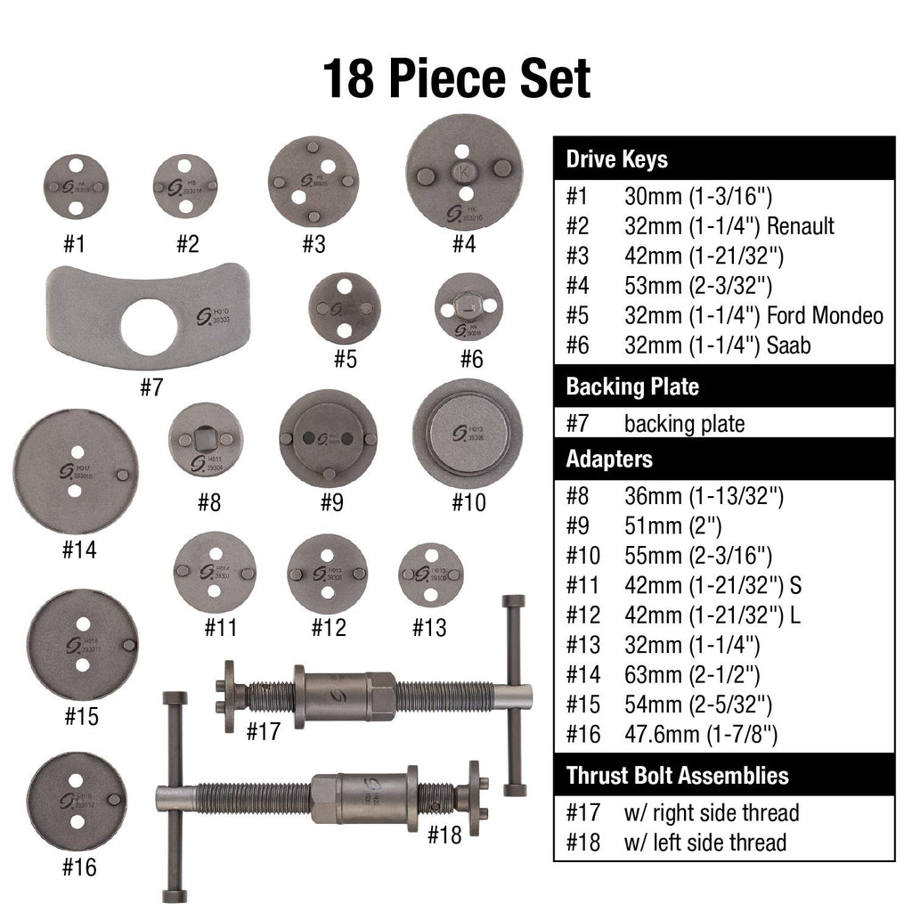 18-Piece Disc Brake Caliper Tool Set and Wind Back Kit H248312