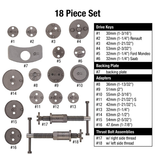 18-Piece Disc Brake Caliper Tool Set and Wind Back Kit H248312