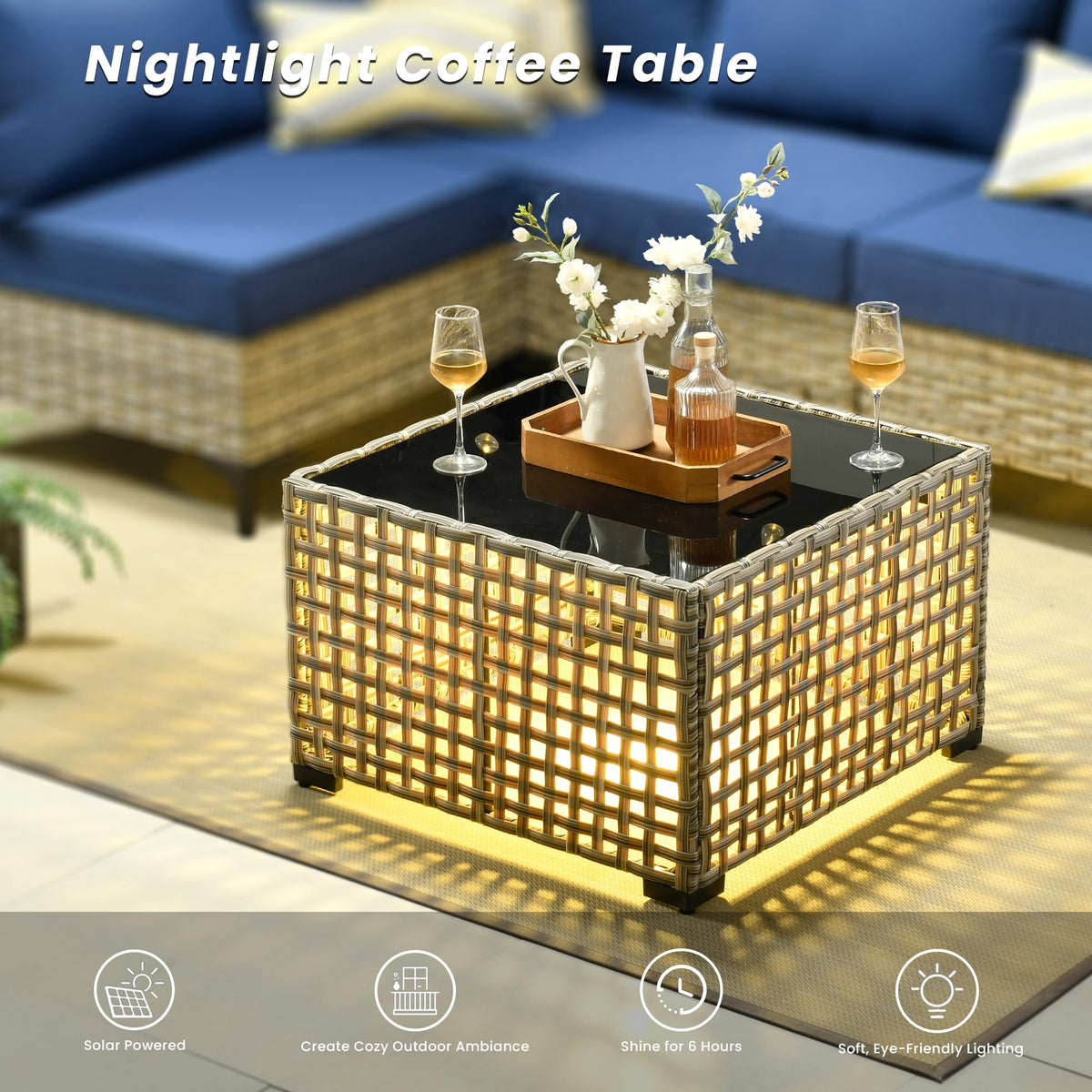 5 PCS Rattan Patio Conversation Set with Coffee Table C8189