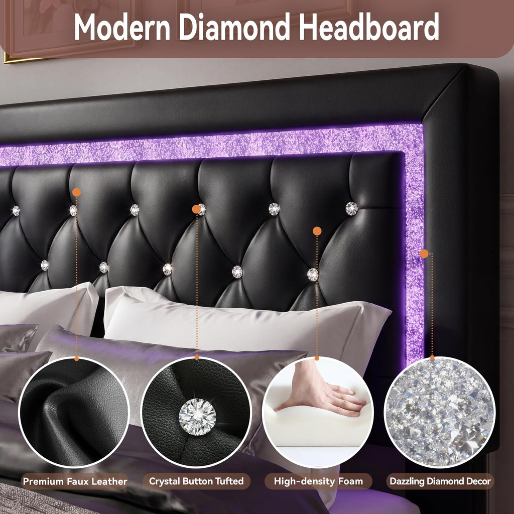 Floating Bed Frame Full with LED Lights R79398