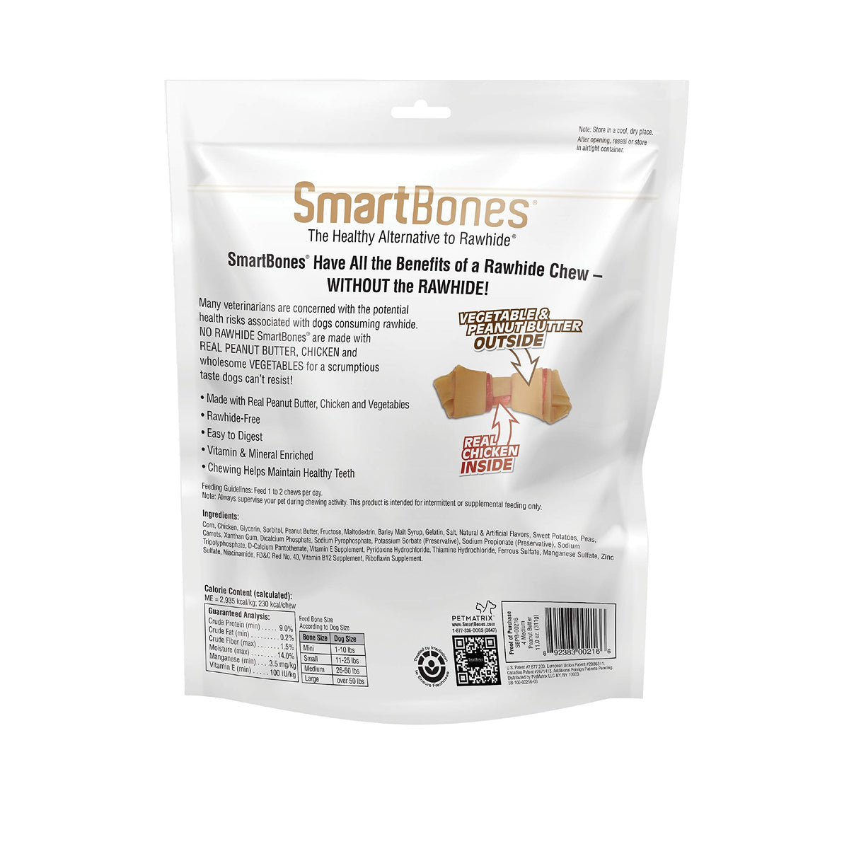 Medium Rawhide-Free Dog Treat with Peanut Butter, 4 Count J325133