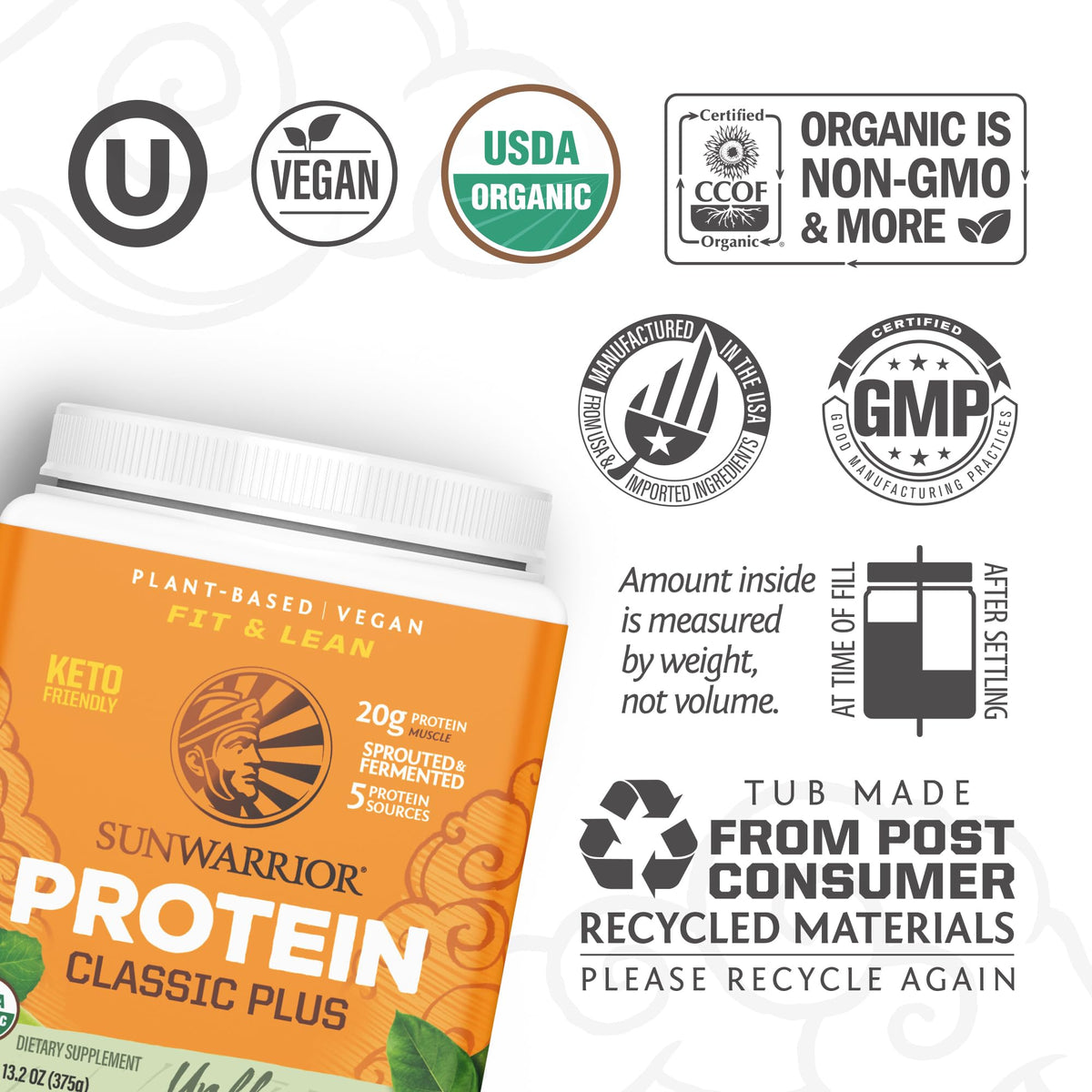 Unflavored Vegan Plant Based Protein Powder 15 Servings Y179459