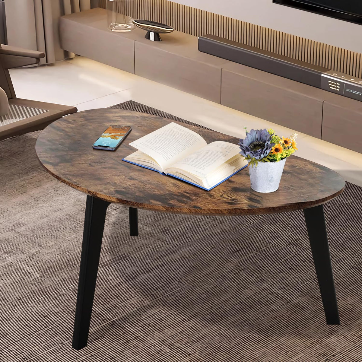 Oval Espresso Wood Coffee Table R364