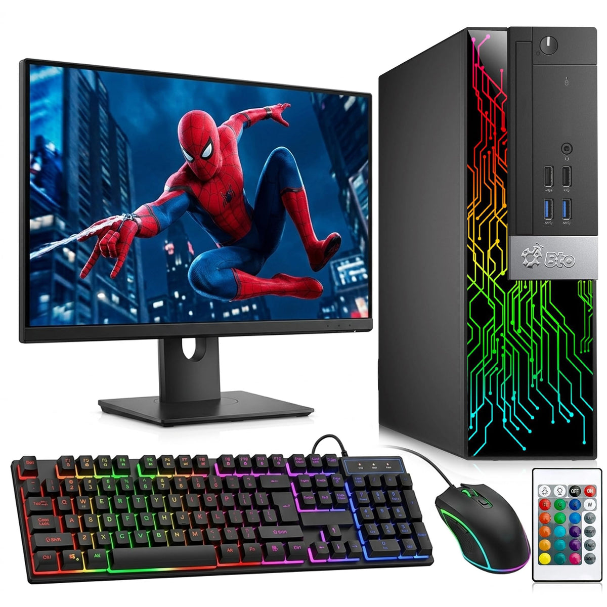 RGB Gaming PC with 24 Inch Monitor Intel i5 16GB RAM 512GB SSD U7451