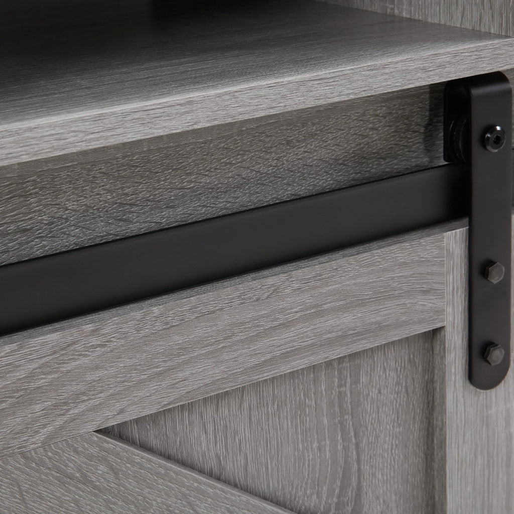 65" Grey Farmhouse TV Stand with Sliding Doors C43090