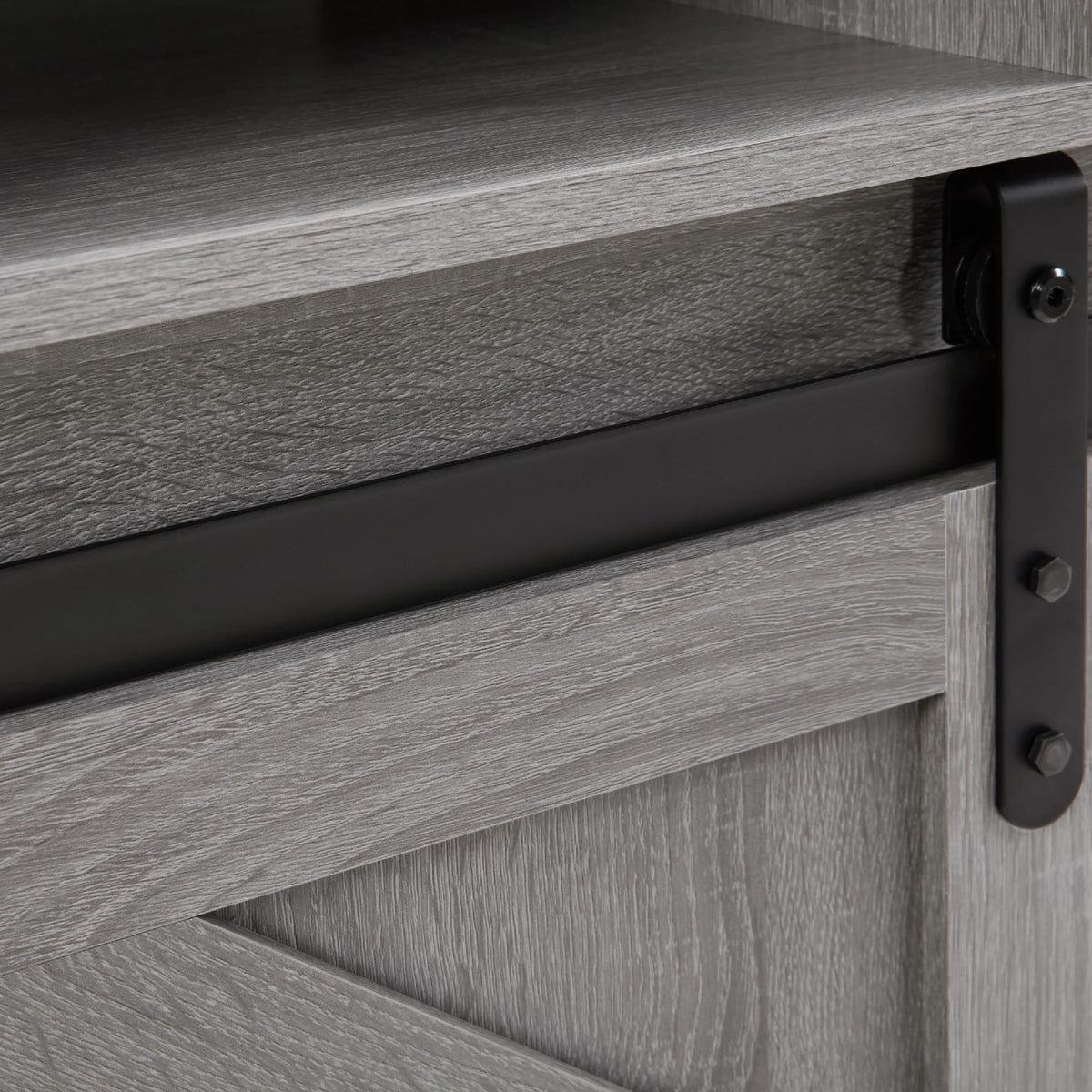 65" Grey Farmhouse TV Stand with Sliding Doors C43090