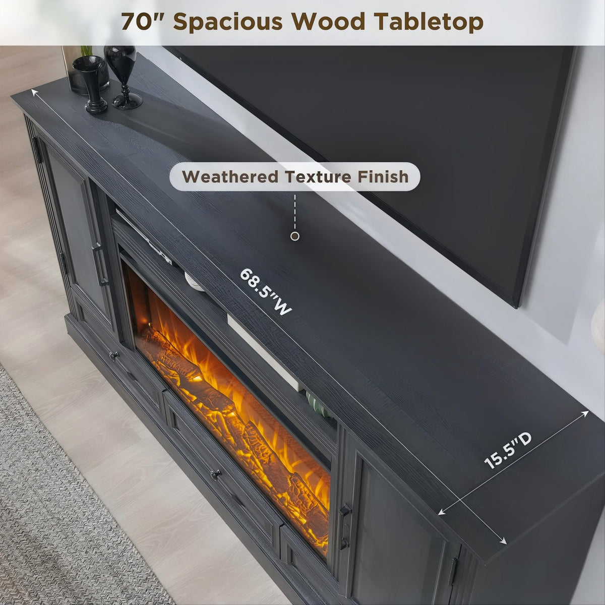 Black Fireplace TV Stand F2642