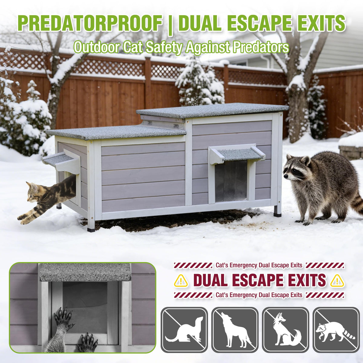 Large Heated Outdoor Cat House with Insulated Liner A482