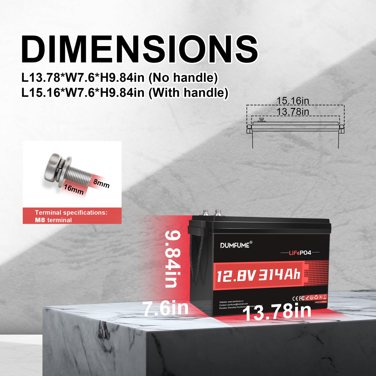 12V 300Ah LiFePO4 Battery 200A BMS C2727