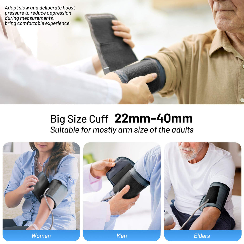 Black Upper Arm Blood Pressure Monitor with Adjustable Arm Cuff and Large Display S451