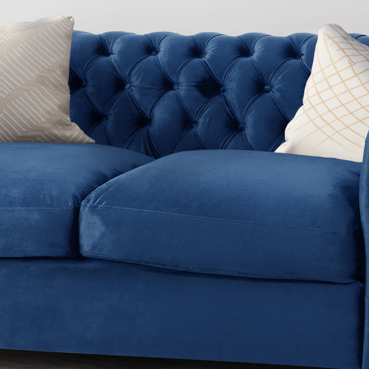 Navy Blue Velvet Tufted Chesterfield Sofa R28830