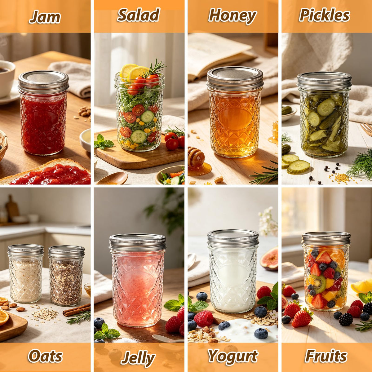 16oz Wide Mouth Mason Jars with Airtight Lids L953419