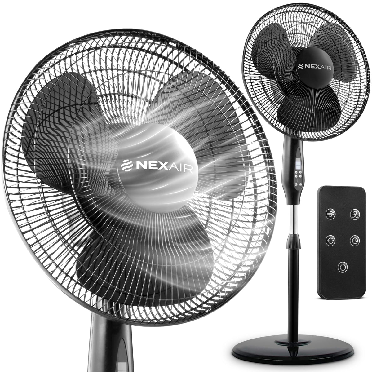16 Inch Oscillating Pedestal Fan with Remote Control, 3 Speed, Adjustable Height Z739