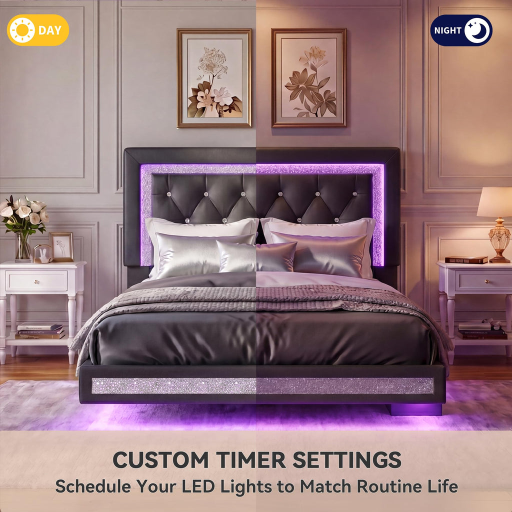 Floating Bed Frame Full with LED Lights R79398