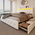 White Full Size Storage Bed with 4 Drawers and Adjustable Headboard M873776