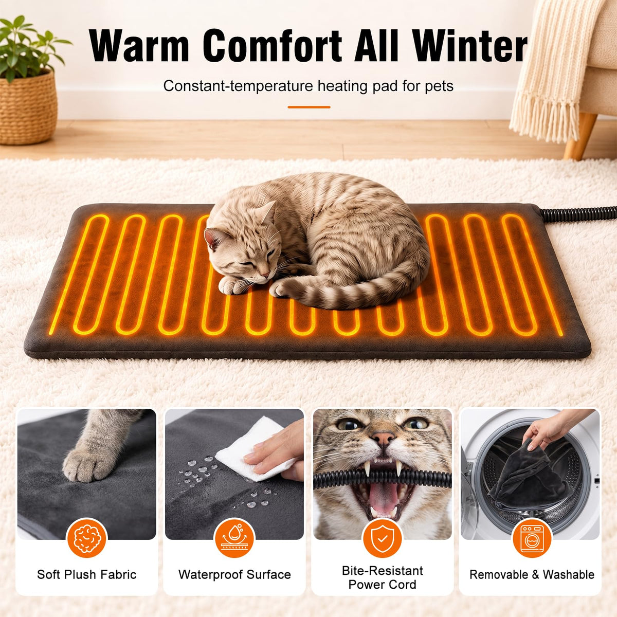 Weatherproof Insulated Heated Cat House with Heating Pad T88570