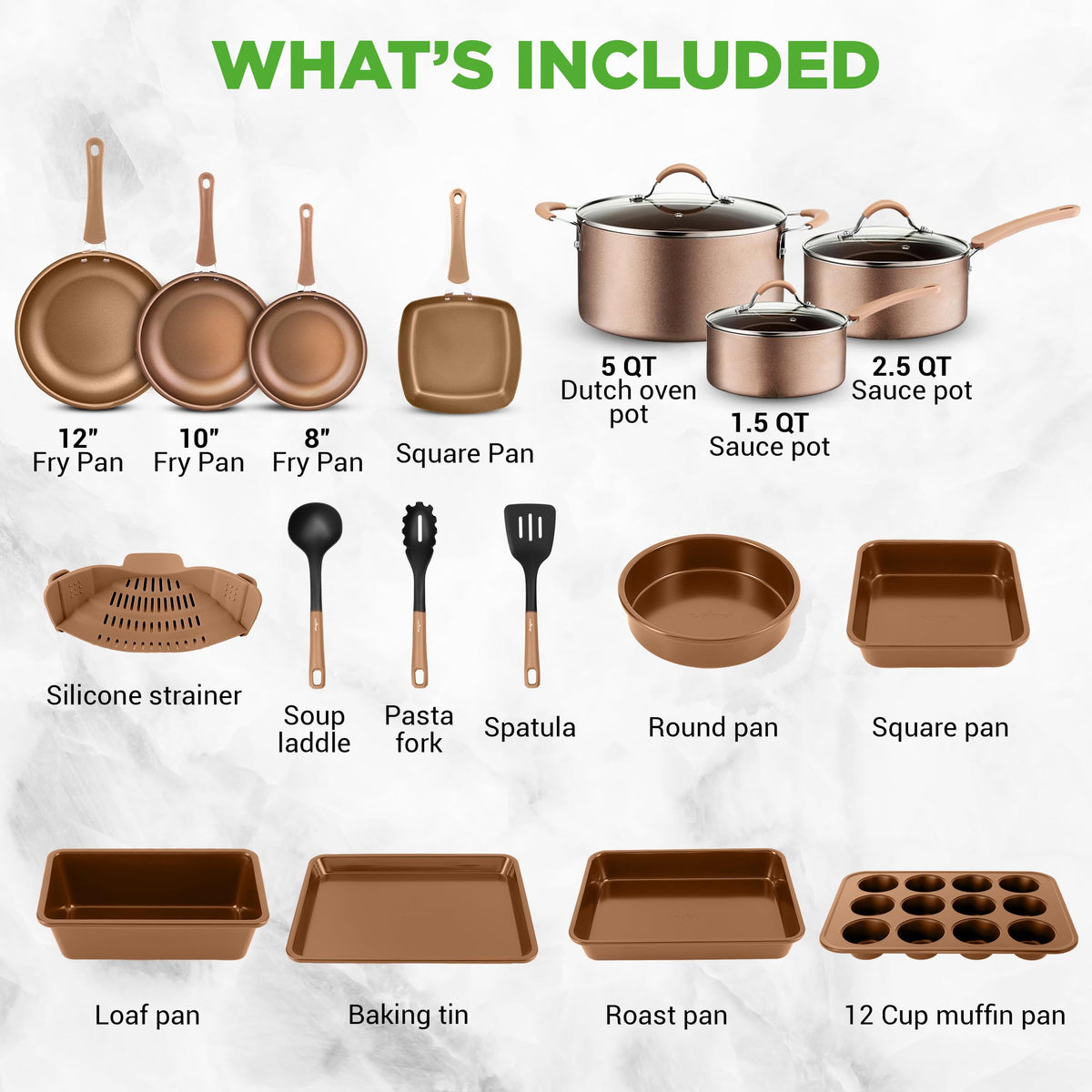 20-Piece Non Stick Induction Cookware Set L9757