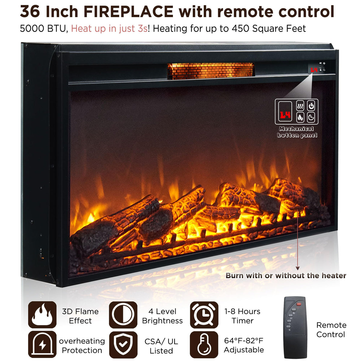 Black Fireplace TV Stand F2642