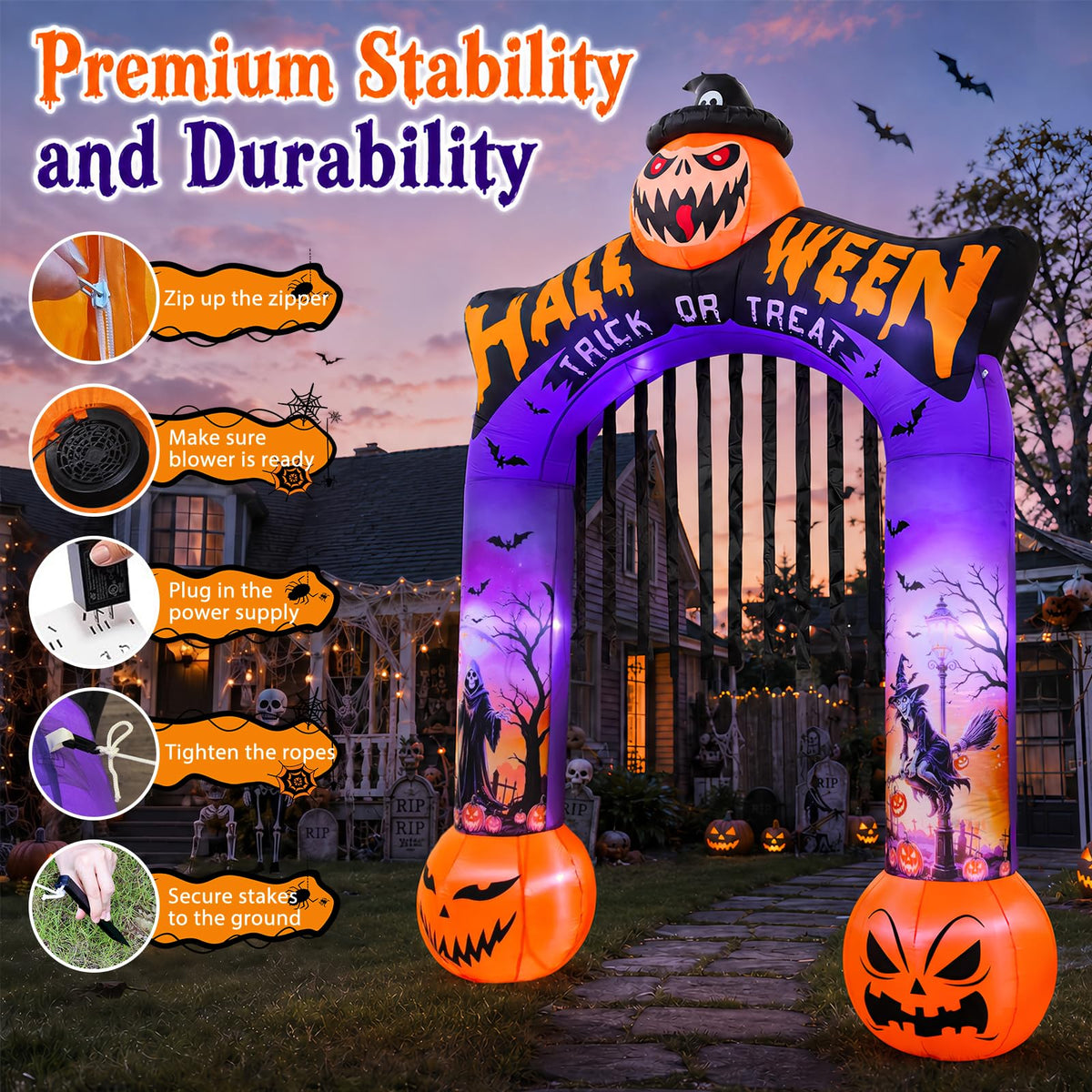 10 FT Halloween Inflatable Archway with LED Lights V1102