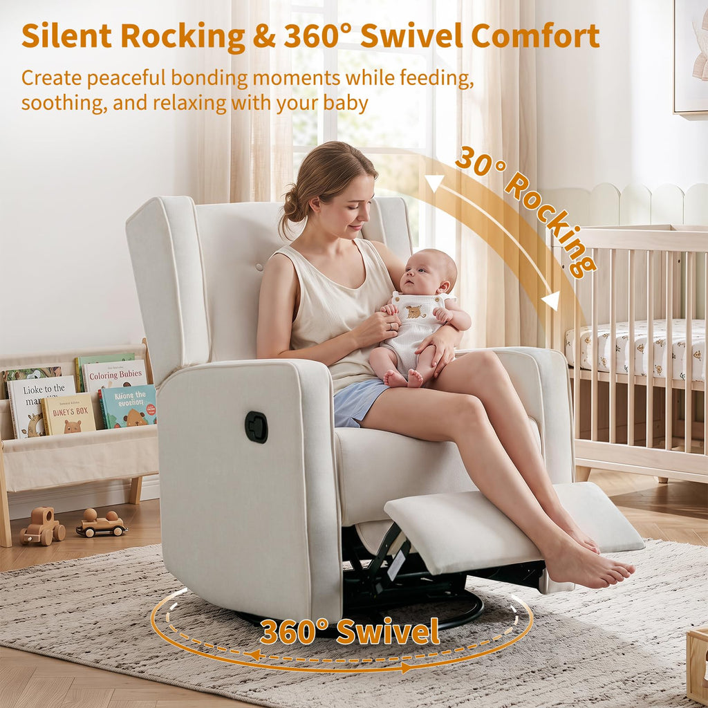 White Swivel Rocker Recliner Chair N6222