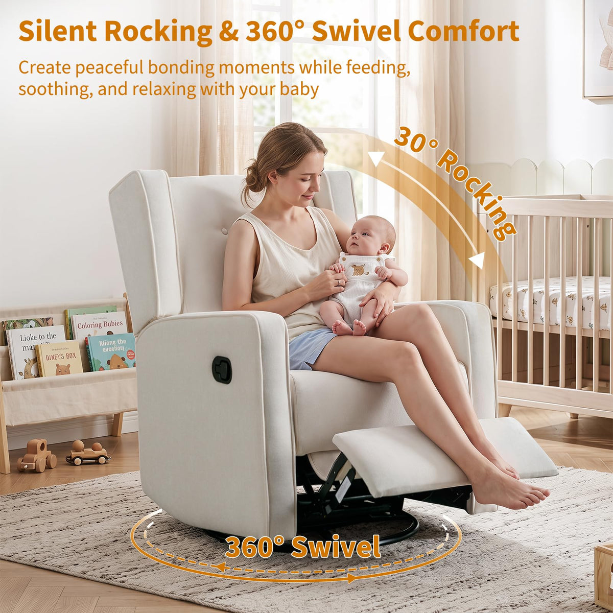 White Swivel Rocker Recliner Chair N6222